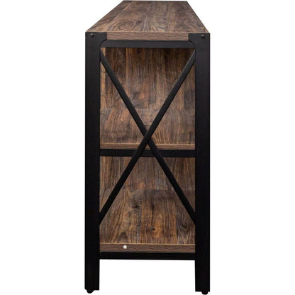 TV Stands for Living Room, Industrial TV Stand for Bedroom Furniture, Farmhouse TV Stand 80 Inch Television Stand, Modern Horizontal Wood and Metal Open Bookshelf