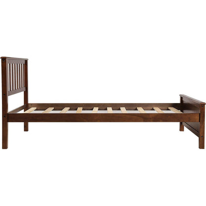 Twin Size Wood Platform Bed with Headboard,Footboard and Wood Slat Support, Walnut