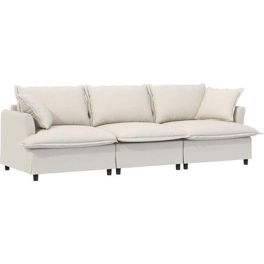 [New+Video] 94*35' 3 Seat Sofa Module for Modular Sectional Sofa,Wide Seat,Chenille Cloud Couch with Throw Pillows,Upholstered Indoor Furniture for Living Room,Bedroom,Apartment,2 Colors