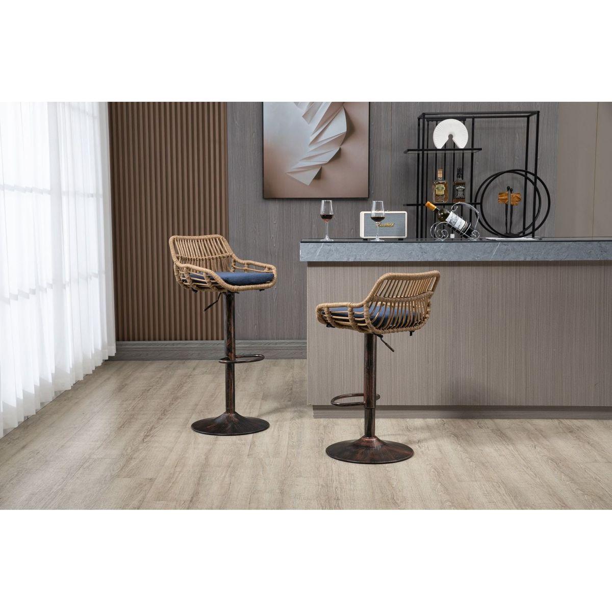 Swivel Bar Stools Set of 2 Adjustable Counter Height Chairs with Footrest for Kitchen, Dining Room 2PC/SET