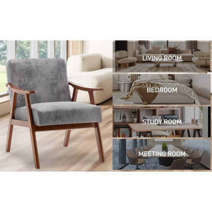 Mid-Century Modern Chair, Living Room Chair with Solid Wood Frame, Accent Chair Extra-Thick Backrest, Wingback Chair for Bedroom, Reading Room, Living Room, Lounge Chair Indoor