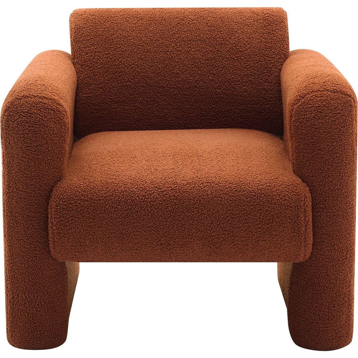 Modern Accent Chair Lambskin Sherpa Fabric Upholstered Comfy Reading Arm Chair Soft Padded Armchair with Back and Pillow for Living Room Bedroom Reception Waiting Room Office,Burnt Orange