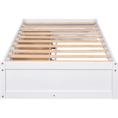 Twin Size Platform Storage Bed with 3 Drawers,White