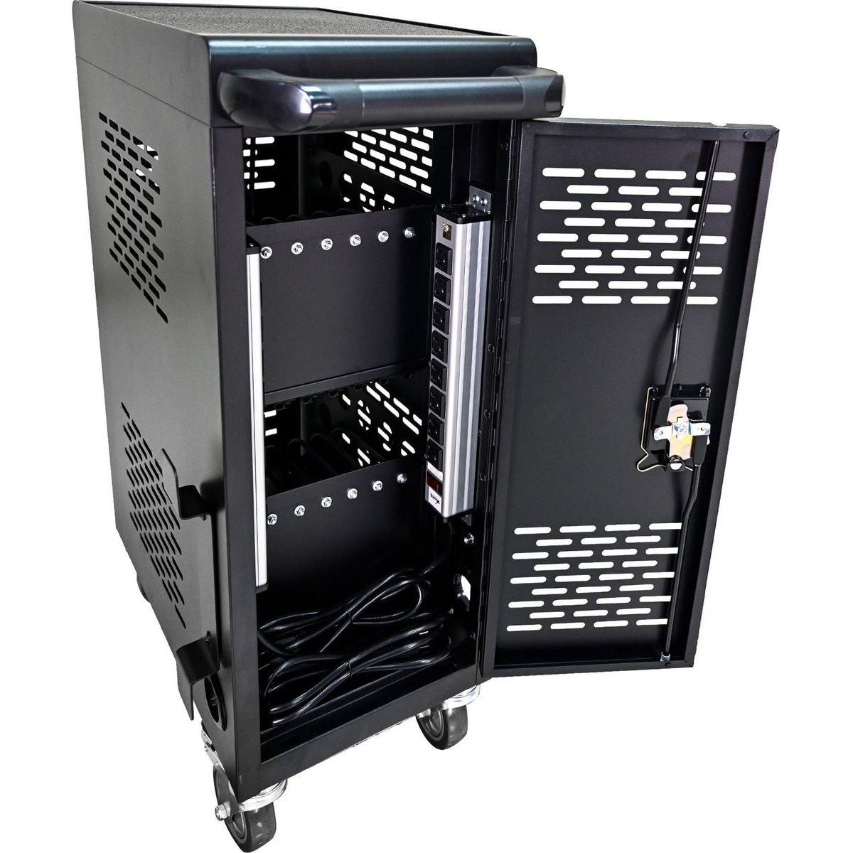 16-Compartment Removable Locking Charging Cabinet for Laptop, Chromebook-Black