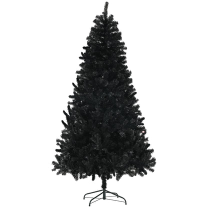 HOMCOM 9ft Tall Artificial Christmas Tree, Unlit Xmas Tree with 2132 Branch Tips, Auto Open, Steel Base, Holiday Décor for Home Office, Black