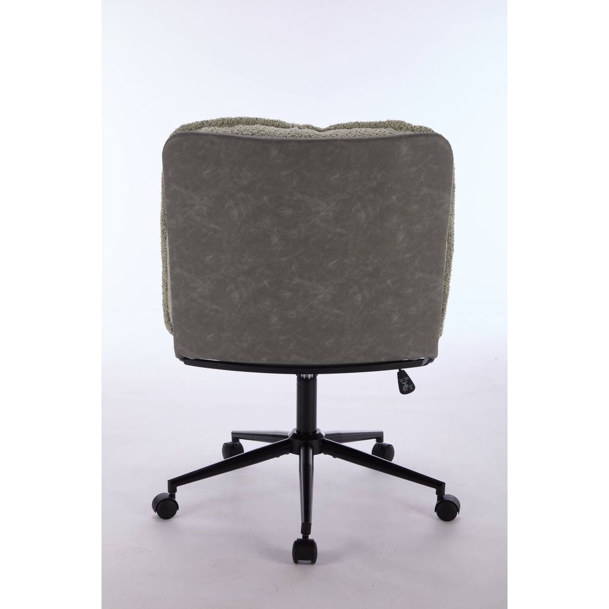 Oversize Seat Cirss Cross Chair with Wheels, Elegant Design Computer Chair, Adjustable Height 360 Rolling Swivel Home Office Chair for Small Space, Dressing Room, Living Room (GRAY+GREEN)