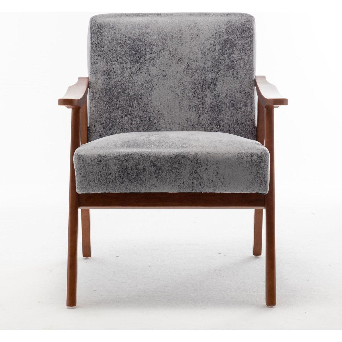 Mid-Century Modern Chair, Living Room Chair with Solid Wood Frame, Accent Chair Extra-Thick Backrest, Wingback Chair for Bedroom, Reading Room, Living Room, Lounge Chair Indoor