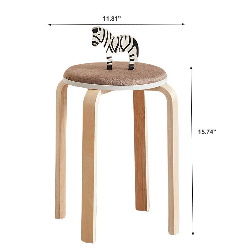 Set of 4 Stackable Stools, Round Backless Chairs for Dining Room, Kitchen, Classroom(Coffee color) - Streamdale Furniture