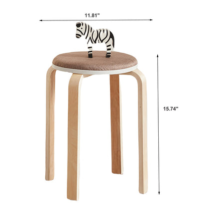 Set of 4 Stackable Stools, Round Backless Chairs for Dining Room, Kitchen, Classroom(Coffee color) - Streamdale Furniture