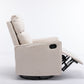 Cotton Linen Fabric Swivel Rocking Chair Glider Rocker Recliner Nursery Chair With Adjustable Back And Footrest For Living Room Indoor,Beige