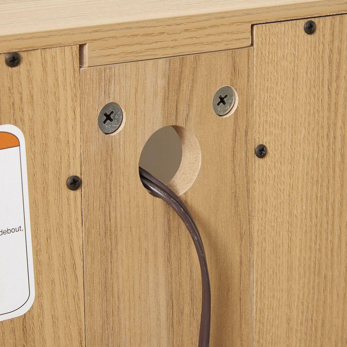 2 Doors Curio Cabinet with Tempered Glass Doors, Curio Cabinets with Mirrored Back Panel and Adjustable Shelves, Lighted Display Cabinet for Home, Office Light Bulb Included OAK