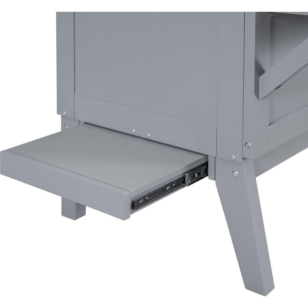 Full Size Murphy Bed with USB Port and removable Shelves on Each Side,Gray