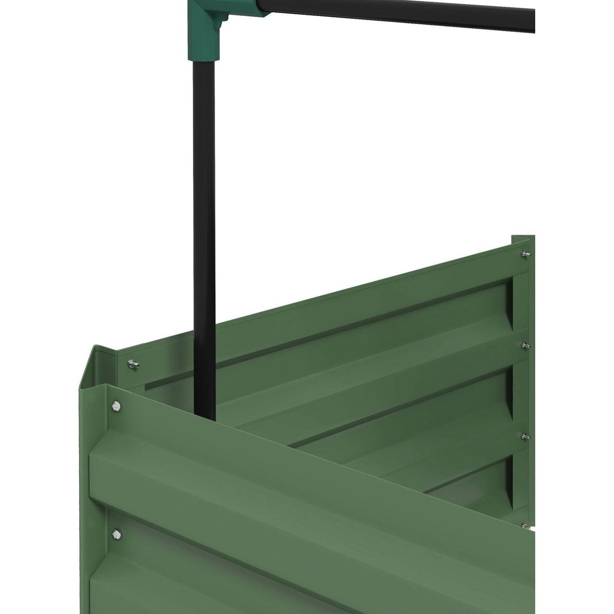 Galvanized Raised Garden Bed, 24" x 24" x 11.75" Outdoor Planter Box with Trellis Tomato Cage and Open Bottom for Climbing Vines, Vegetables, Flowers in Backyard, Garden, Patio, Green