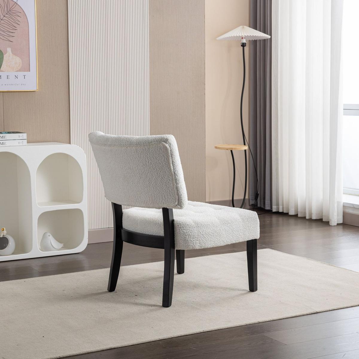Movile Boucle Tufted Accent Chair with Oversized Seating, White