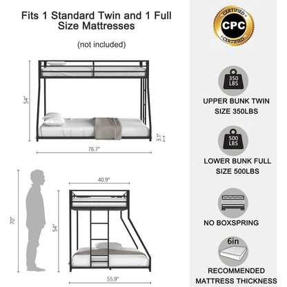 Same as original B083124171 Adam Sturdy Twin over Full Metal Bunk Black for Kids and Adult, Low Profile and Easy Climbing with Stable Ladder
