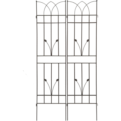 2 Pack Metal Garden Trellis 71" x 17.7" Rustproof Trellis for Climbing Plants Outdoor Flower Support Brown