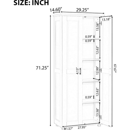 Storage Cabinet with Two Doors for Bathroom, Office, Adjustable Shelf, MDF Board, White