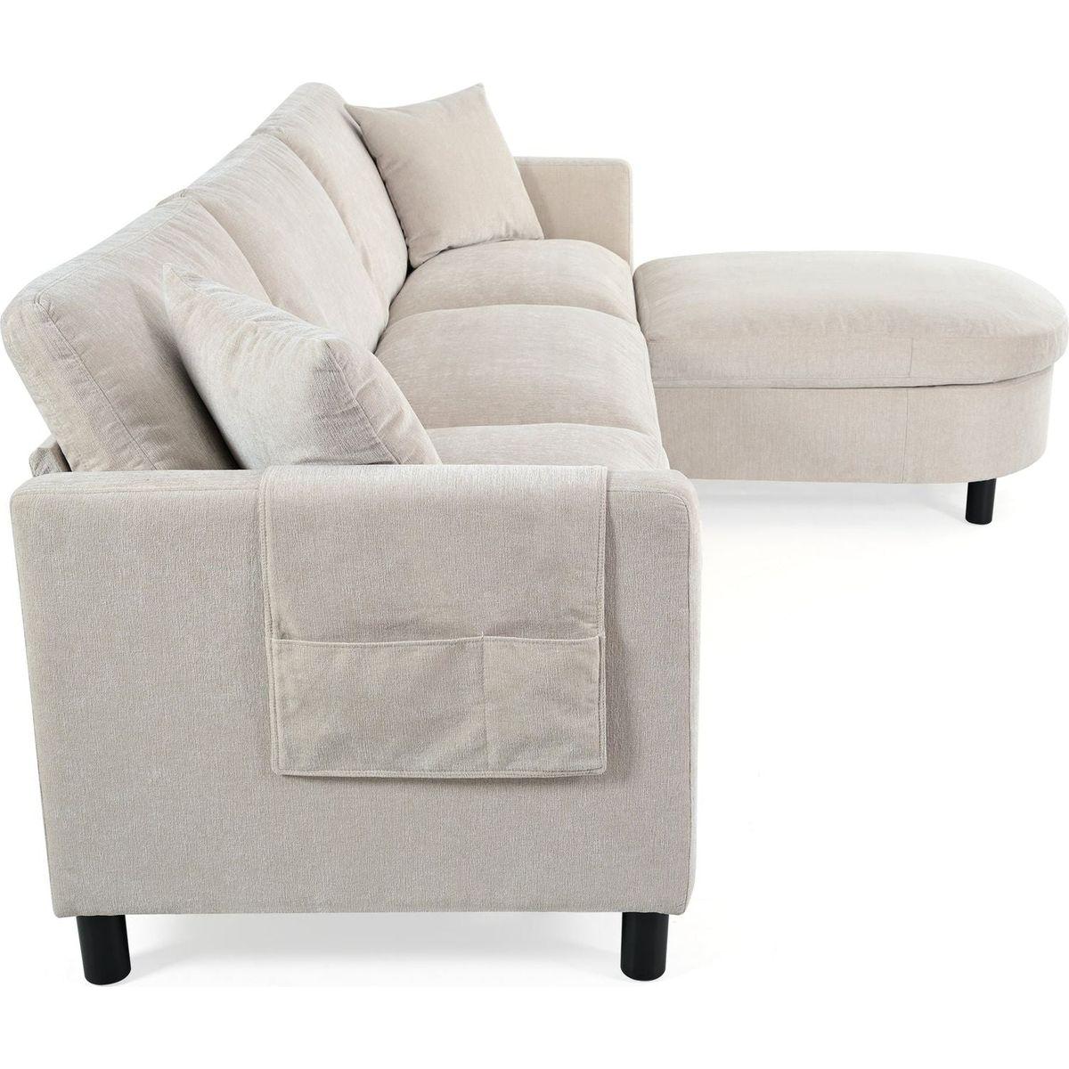 107.87'Sectional Sofa Couch With 1 Ottoman,Seat Cushion and Back Cushion Removable