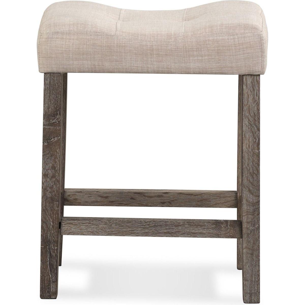 Sora Button Tufted Counter Height Saddle Stool, Set of 2, Taupe