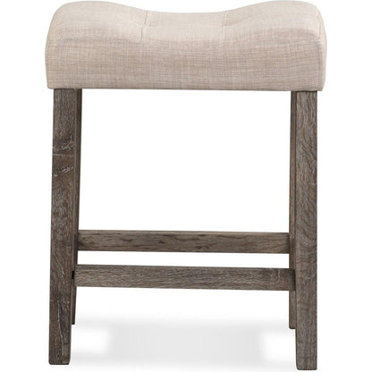 Sora Button Tufted Counter Height Saddle Stool, Set of 2, Taupe