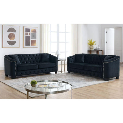3-seater + 3-seater Combination sofa.Velvet black