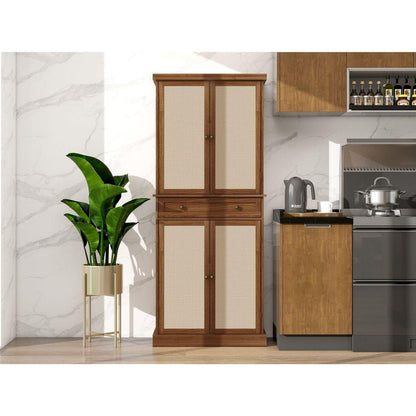 4 Door Cabinet with 1 Drawer, with 4 Adjustable Inner Shelves, Storage Cabinet