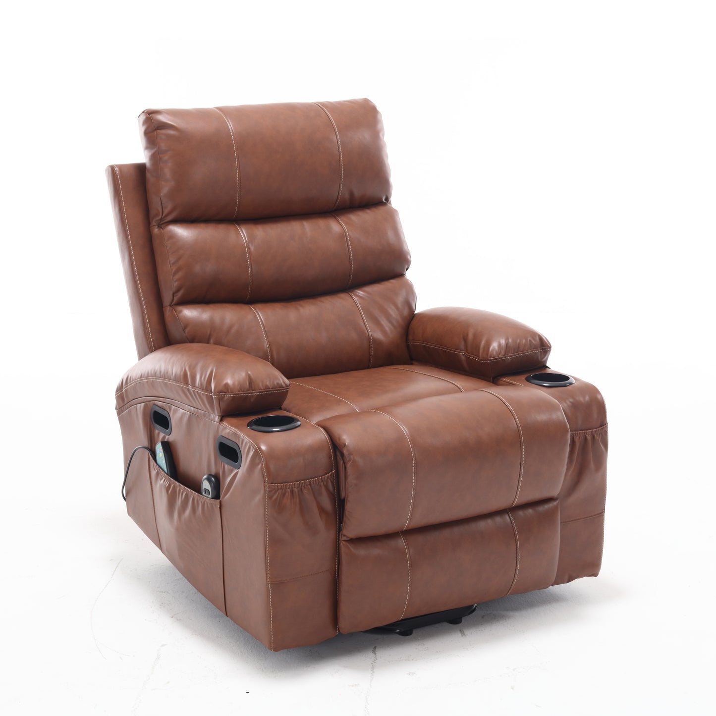 21"seat width,large size Electric Power Lift Recliner Chair Sofa for Elderly, 8 point vibration Massage and lumber heat, Remote Control, Side Pockets and Cup Holders, cozy fabric, overstuffed arm pu