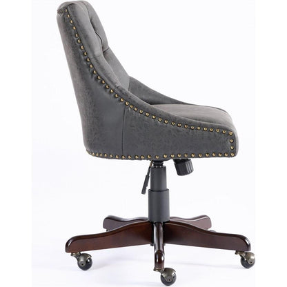 Medieval Retro Style Sheepskin Pattern Fabric Home Office Chair with Lift, Swivel and Recline Functions,Gray color