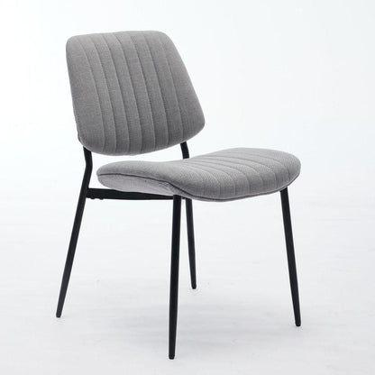 Dining Chairs Set of 2 Modern Retro Linen Chair with Bentwood Back Upholstered Seat Metal Legs Adjustable Foot for Kitchen Dining Room Chairs(Gray Linen)