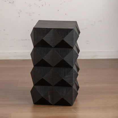 23.62"Height Three-dimensional Embossed Pattern Design Retro Coffee Table Retro Furniture Black - Streamdale Furniture