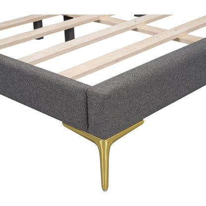 Full Size Upholstered Daybed with Headboard and Armrest, Support Legs, Grey