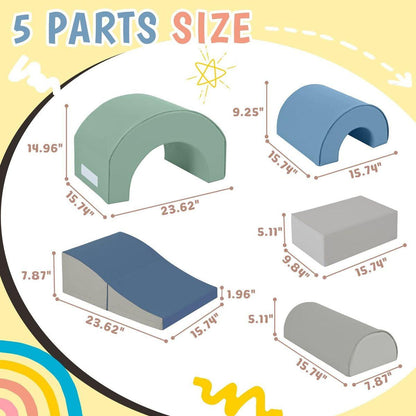 5-Piece Kids Climbing Toys for Toddlers, Foam Climbing Blocks for Babies, Kids Crawling and Climbing Indoor Active Play Structure