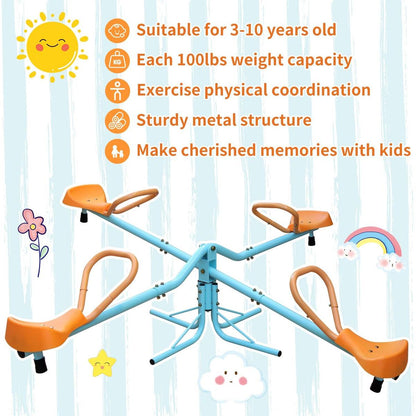 Outdoor Kids Spinning Seesaw Sit and Spin Teeter Totter Outdoor Playground Equipment Swivel Teeter Totter for Backyard