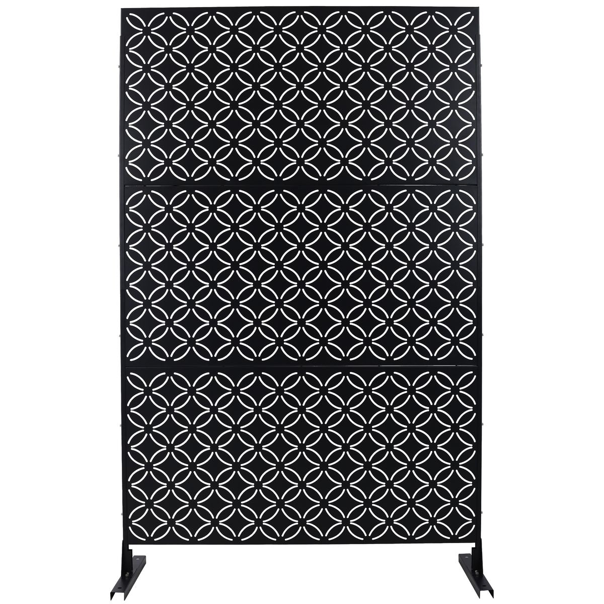 Outdoor & Indoor Privacy Screen Metal Privacy Screen 76' H×48' W, Freestanding Decorative Privacy Screen for Deck Balcony Patio, Privacy Fence Panels for Outside Lawn Garden PS107 BLACK