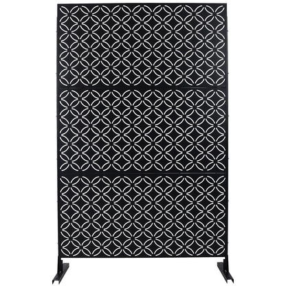 Outdoor & Indoor Privacy Screen Metal Privacy Screen 76' H×48' W, Freestanding Decorative Privacy Screen for Deck Balcony Patio, Privacy Fence Panels for Outside Lawn Garden PS107 BLACK