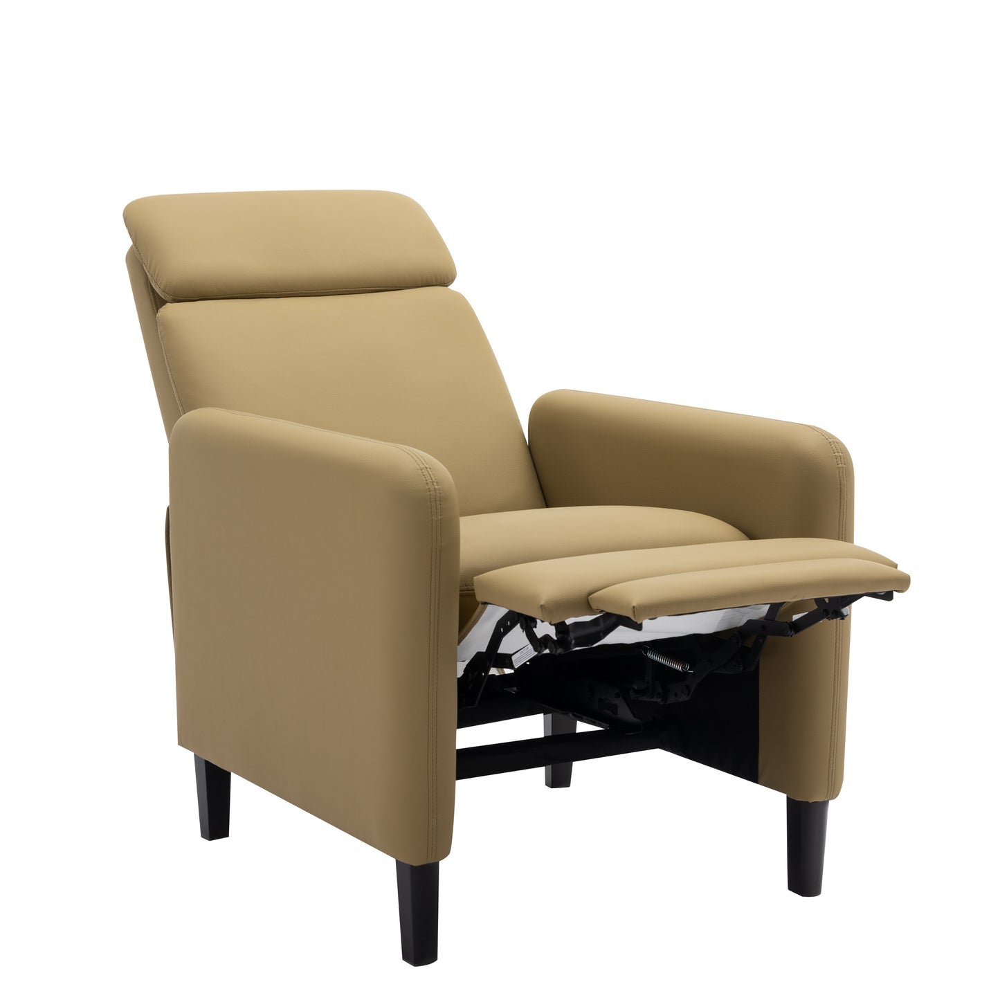 Modern Artistic Color Design Adjustable Recliner Chair PU Leather for Living Room Bedroom Home Theater, Mustard Green