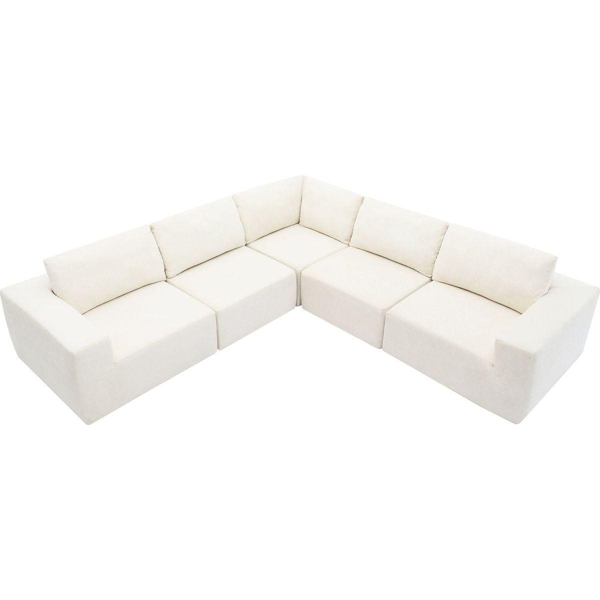 116x116" Modular L Shaped Sectional Sofa,Luxury Floor Couch Set,Upholstered Indoor Furniture,Foam-Filled Sleeper Sofa Bed for Living Room,Bedroom,5 PC Free Combination,3 Colors