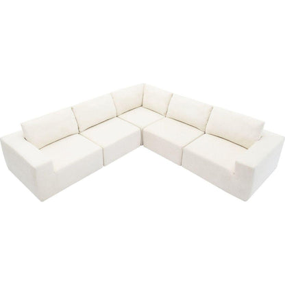 116x116" Modular L Shaped Sectional Sofa,Luxury Floor Couch Set,Upholstered Indoor Furniture,Foam-Filled Sleeper Sofa Bed for Living Room,Bedroom,5 PC Free Combination,3 Colors