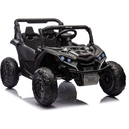 24V Two-Seater Kids Ride On UTV W/Parents Remote Control,Four-Wheel Suspension,Slow Start,Large wheel design,Anti-collision bar,Storage space,Music,USB,Bluetooth,Volume control,LED lights for Kids 3+.