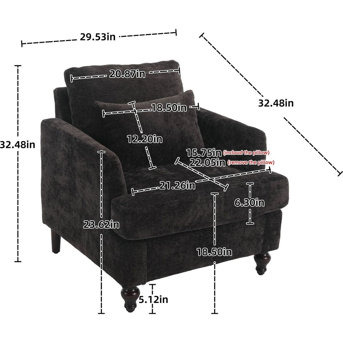 Wood Frame Armchair, Modern Accent Chair Lounge Chair for Living Room