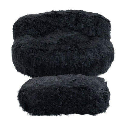 Bean Bag Chair Faux fur Lazy Sofa /Footstool Durable Comfort Lounger High Back Bean Bag Chair Couch for Adults and Kids, Indoor