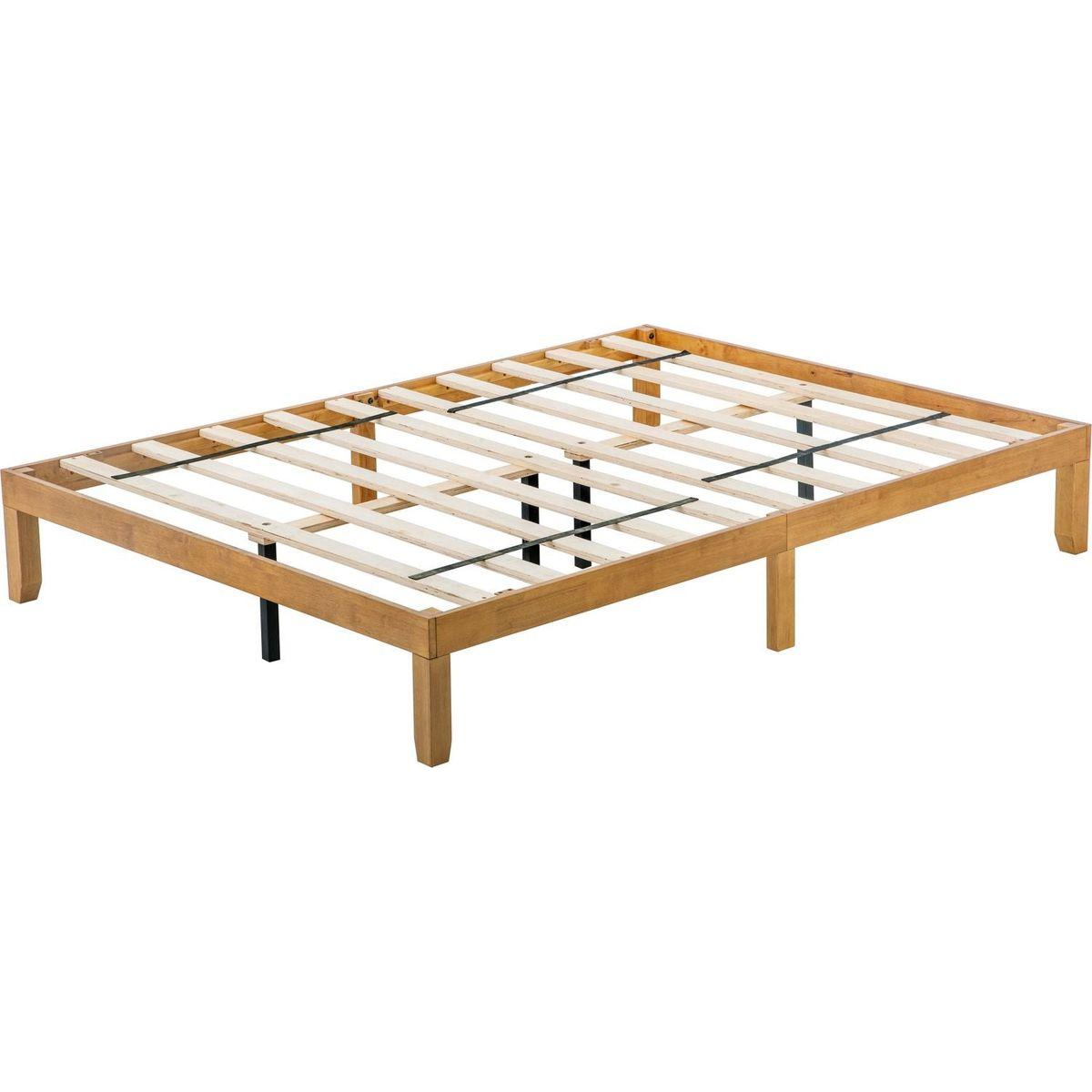 Queen Size Wood Platform Bed Frame,No Box Spring Needed,Strong Wood Slat Support, Easy Assembly
