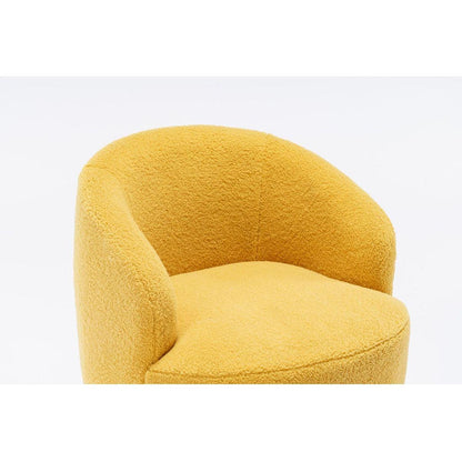 Teddy Fabric Swivel Accent Armchair Barrel Chair With Black Powder Coating Metal Ring,Yellow