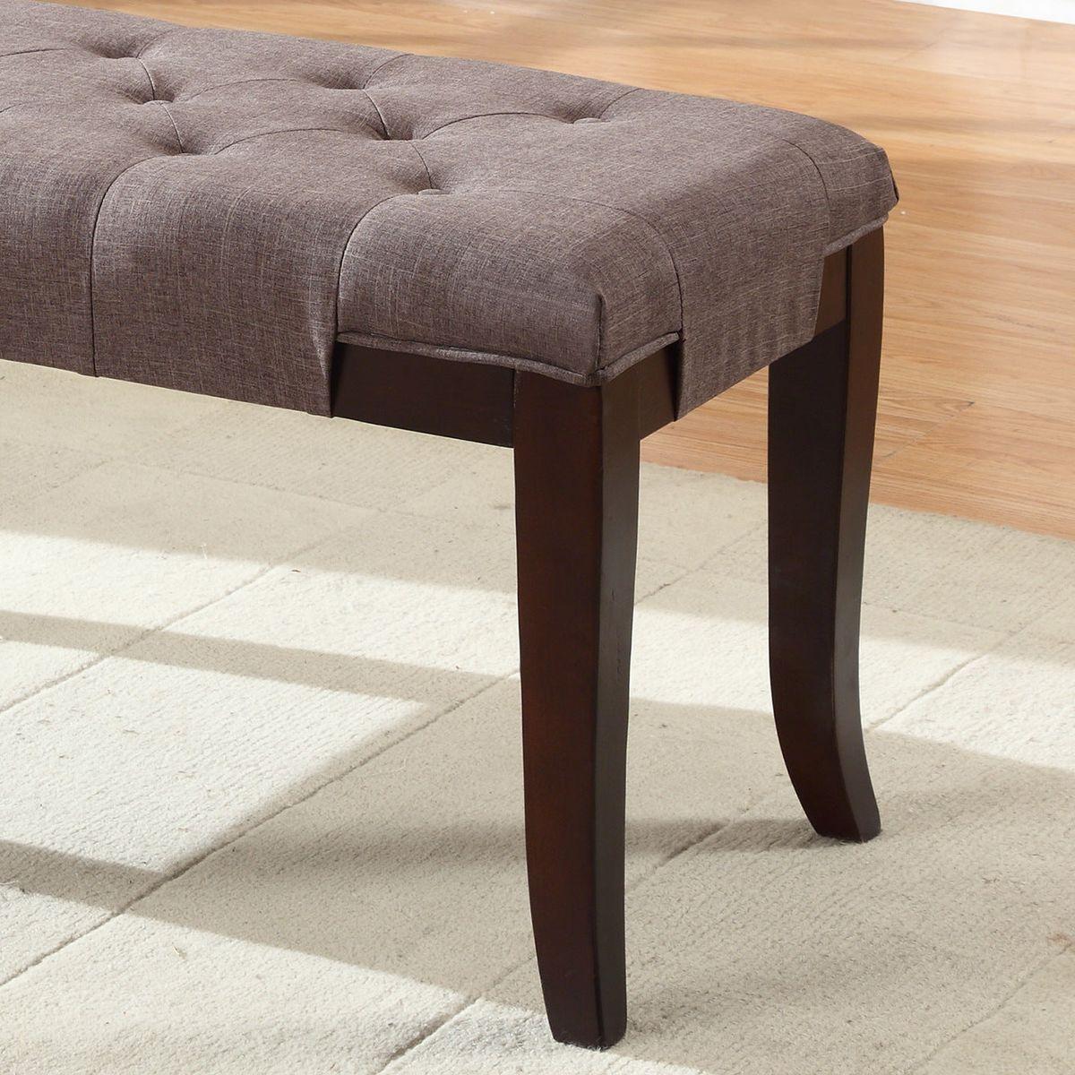 Linon Tufted Bench, Fabric, Brown