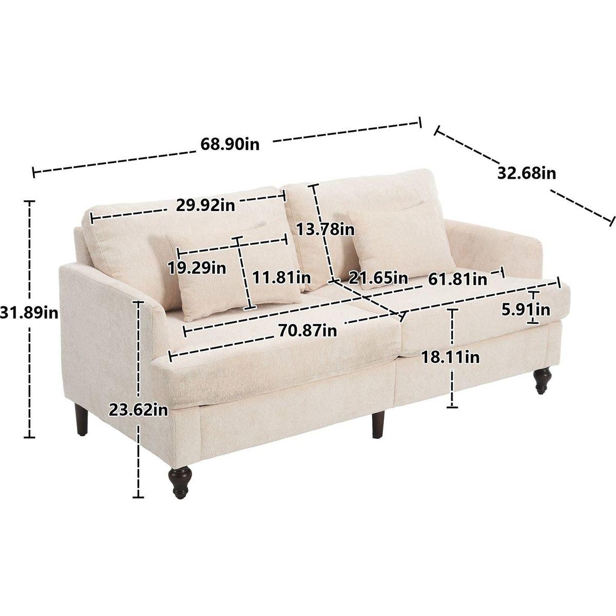 Modern chenille Fabric Loveseat, 2-Seat Upholstered Loveseat Sofa Modern Couch