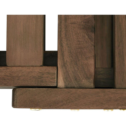 Outdoor Adjustable Patio Wooden Daybed Sofa Chaise Lounge with Cushions for Small Places, Brown Finish+Gray Cushion