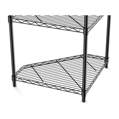 6 Tier Shelf Corner Wire Shelf Rack Pentagonal Shelves Adjustable Metal Heavy Duty Free Standing Corner Storage Display Chrome Rack for Bathroom, Living Room, Kitchen - Black