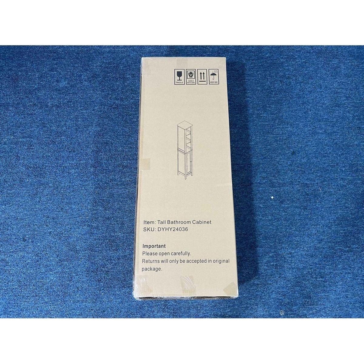 66.92" Tall Bathroom Storage Cabinet with Adjustable Shelves,1 Doors Freestanding Cabinet with Anti-Tip, Open compartments, for Home, Small Spaces, Bathroom,Kitchen, Living Room, White