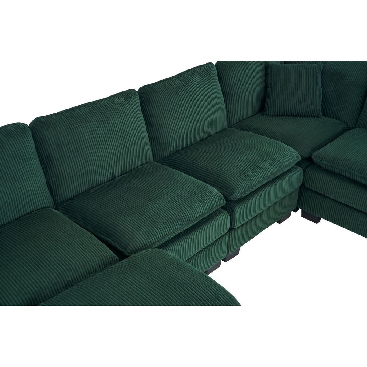 Modern U Shaped 6-seat Sectional Sofa Couch with one Ottoman and three toss pillows, Modular Sofa for Living Room,Corduroy sofa
