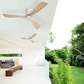 52 Inch Ceiling Fan Natural 3 Solid Wood Fan Blade Noiseless Reversible DC motor Remote Control For Living Room